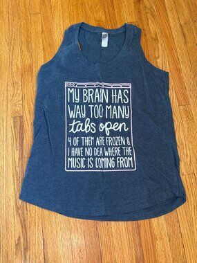 Instant Message My Brain Too Many Tabs Open Graphic Racerback Tank Top Heather M